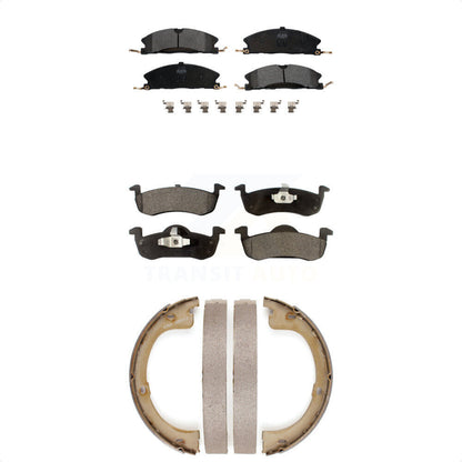 Semi-Metallic Brake Pads And Parking Shoes Front Rear Kit For Lincoln MKT