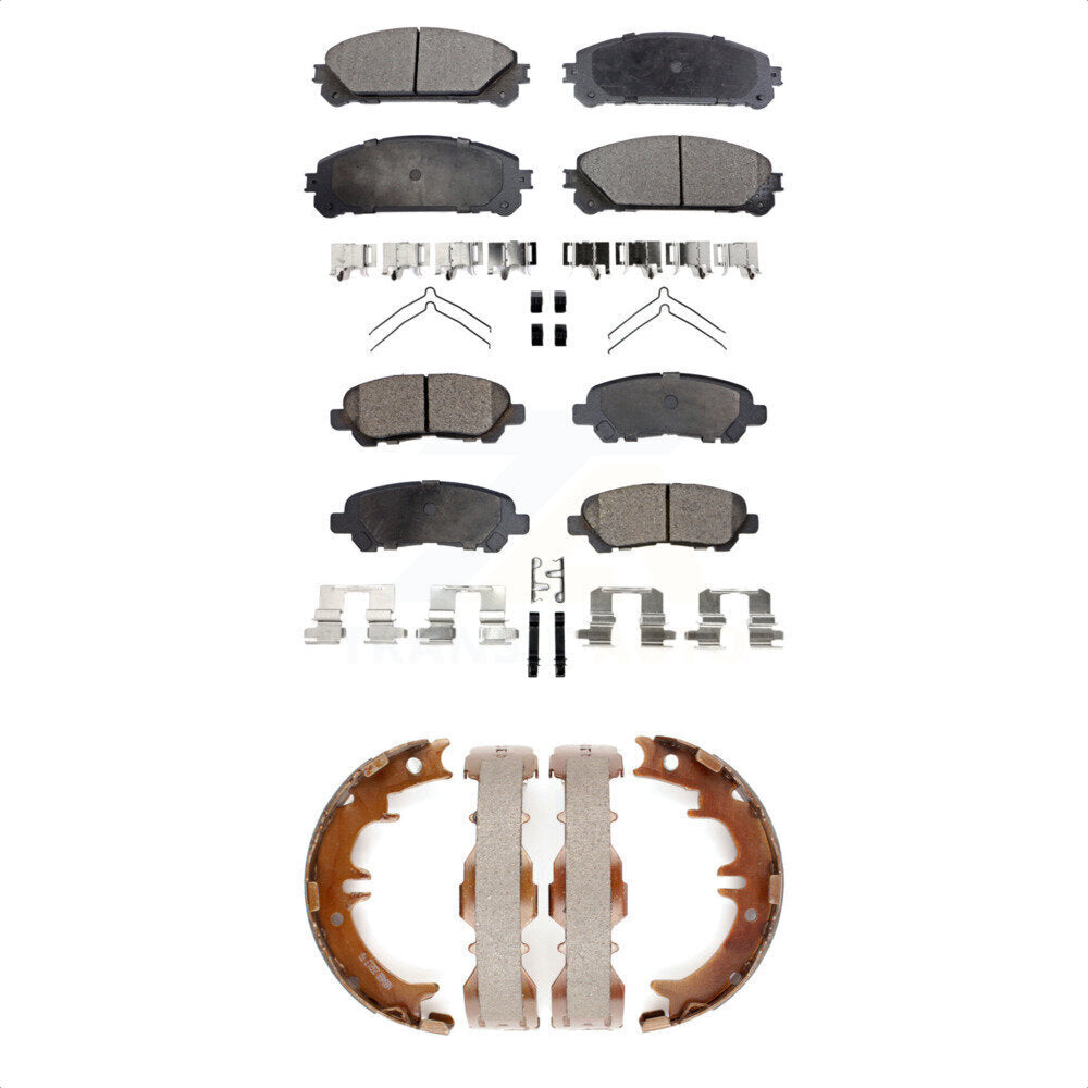 Semi-Metallic Brake Pads Parking Shoe Front Rear Kit For 08-13 Toyota Highlander