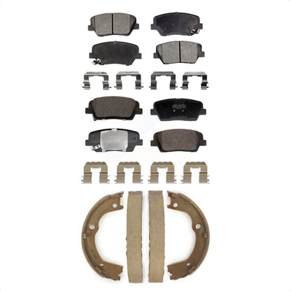 Semi-Metallic Brake Pads & Parking Shoes Front Rear Kit For Hyundai Santa Fe Kia