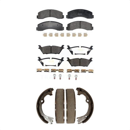 Semi-Metallic Brake Pads And Parking Shoes Front Rear Kit For Ford F-150