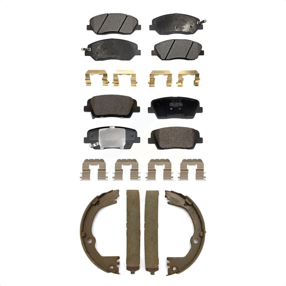 Semi-Metallic Brake Pads And Parking Shoe Front Rear Kit For Hyundai Santa Fe XL