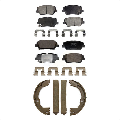 Semi-Metallic Brake Pads Parking Shoes Front Rear Kit For Hyundai Santa Fe Sport