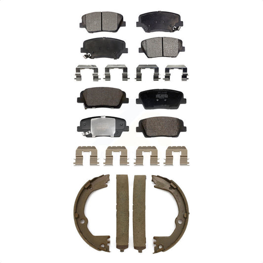 Semi-Metallic Brake Pads Parking Shoes Front Rear Kit For Hyundai Santa Fe Sport