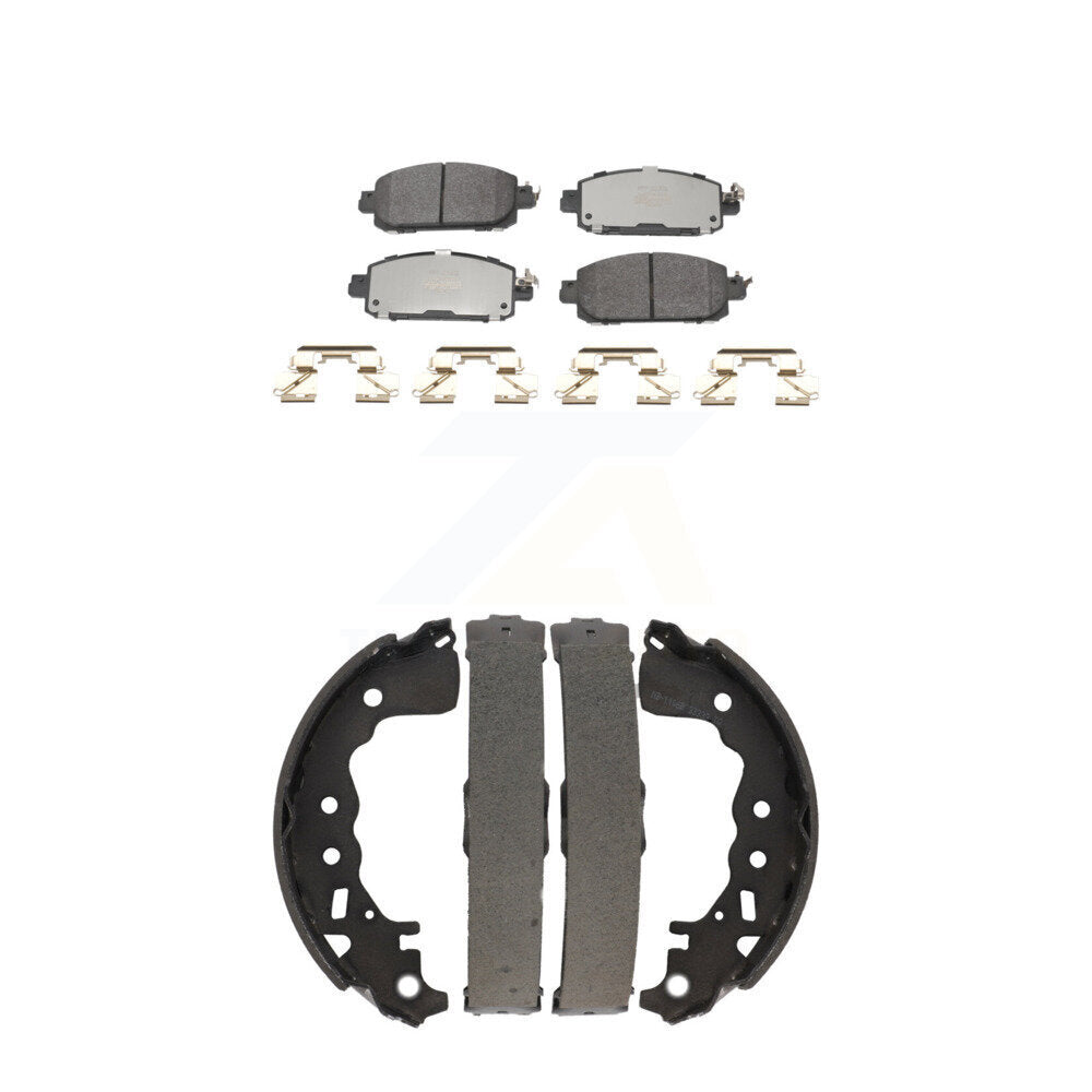 Semi-Metallic Brake Pads And Drum Shoes Front Rear Kit For Nissan Kicks