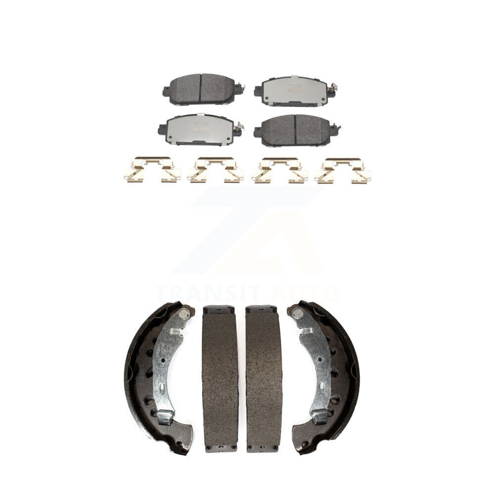 Semi-Metallic Brake Pads & Drum Shoes Front Rear Kit For 2020-2023 Nissan Sentra