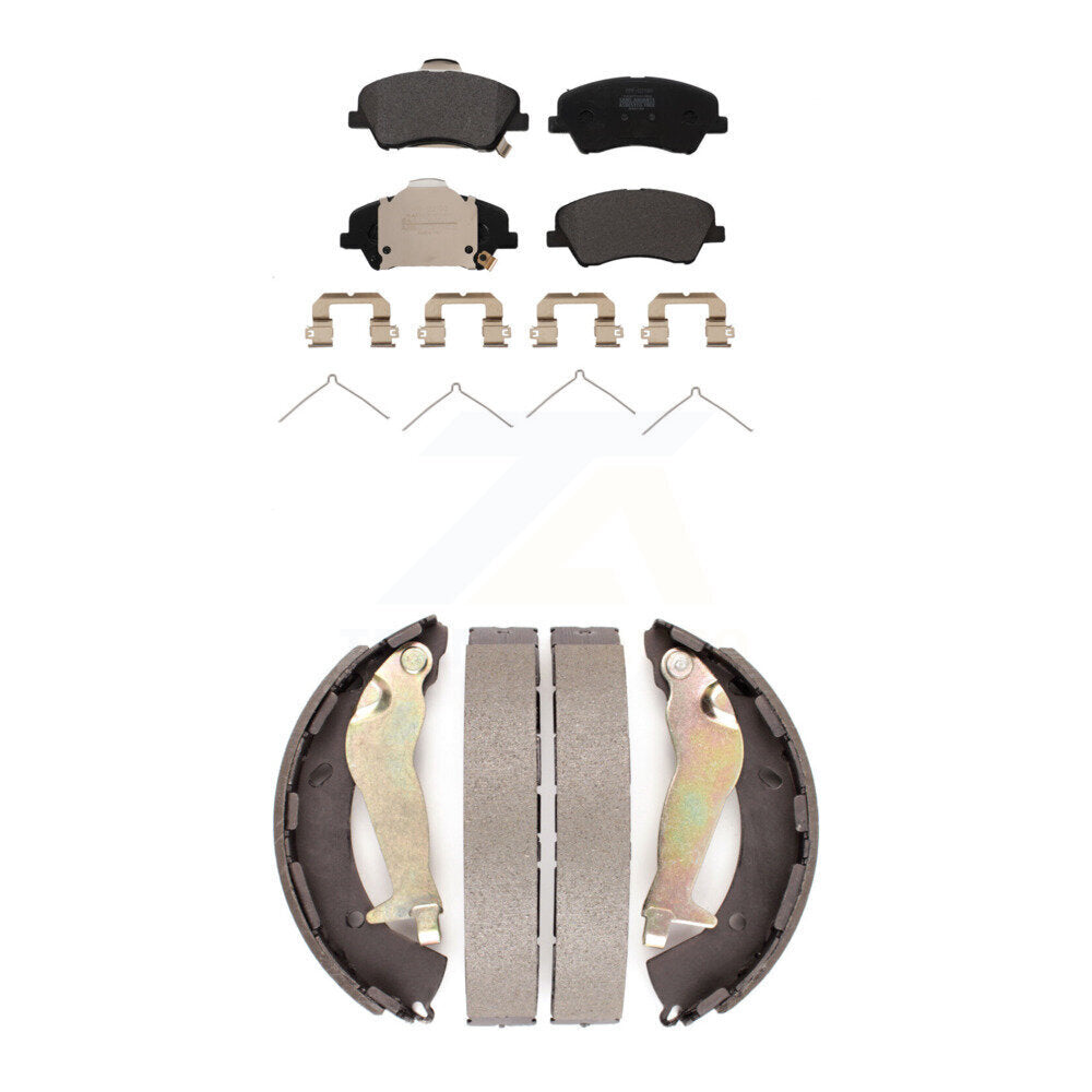 Semi-Metallic Brake Pads And Drum Shoe Front Rear Kit For Kia Rio Hyundai Accent