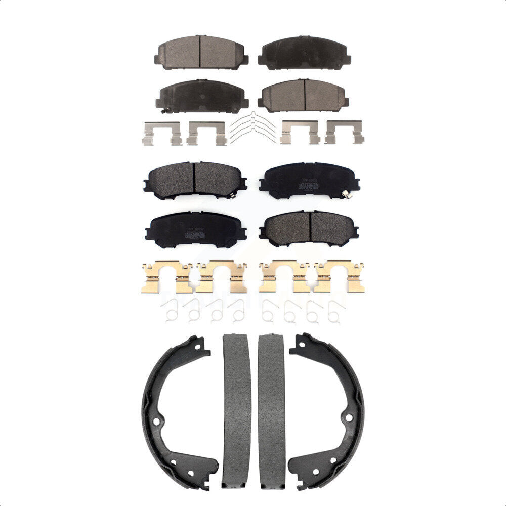 Semi-Metallic Brake Pads Parking Shoes Front Rear Kit For 2017-2023 Nissan TITAN