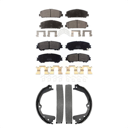 Semi-Metallic Brake Pads Parking Shoes Front Rear Kit For 2017-2023 Nissan TITAN