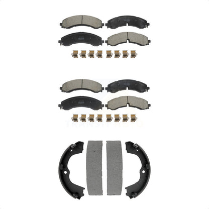 Semi-Metallic Brake Pads Parking Shoe Front Rear Kit For GMC Chevrolet Sierra HD