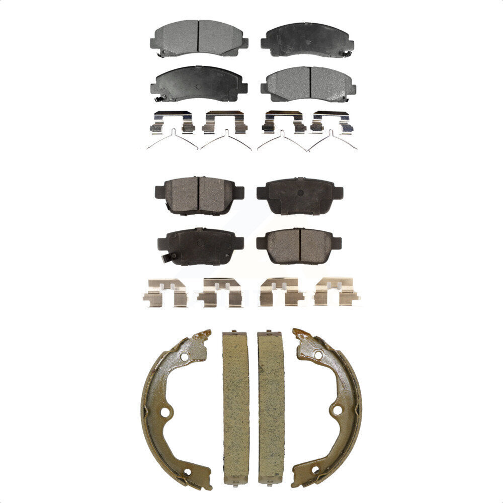 Semi-Metallic Brake Pads And Parking Shoes Front Rear Kit For 2009-2014 Acura TL