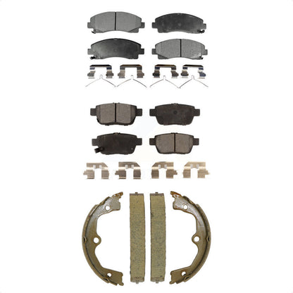 Semi-Metallic Brake Pads And Parking Shoes Front Rear Kit For 2009-2014 Acura TL