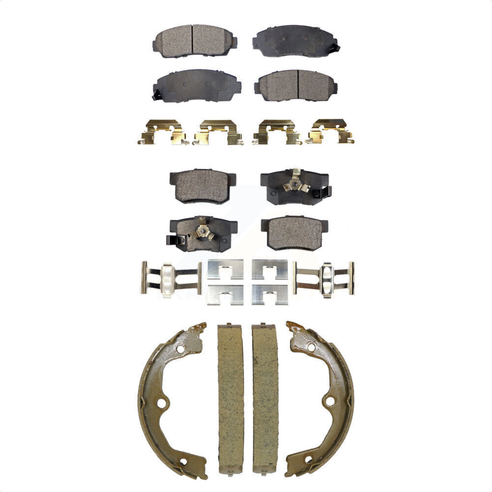 Semi-Metallic Brake Pads Parking Shoes Front Rear Kit For Honda Accord Crosstour