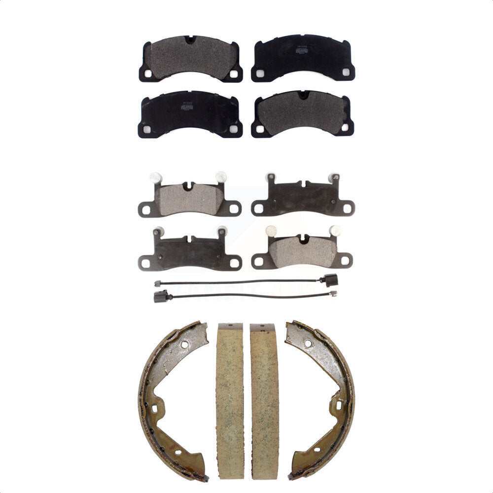Semi-Metallic Brake Pads And Parking Shoes Front Rear Kit For Volkswagen Touareg