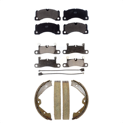 Semi-Metallic Brake Pads And Parking Shoes Front Rear Kit For Volkswagen Touareg