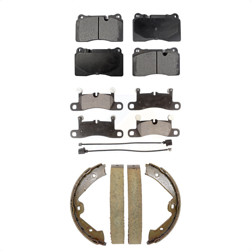 Semi-Metallic Brake Pads And Parking Shoes Front Rear Kit For Volkswagen Touareg