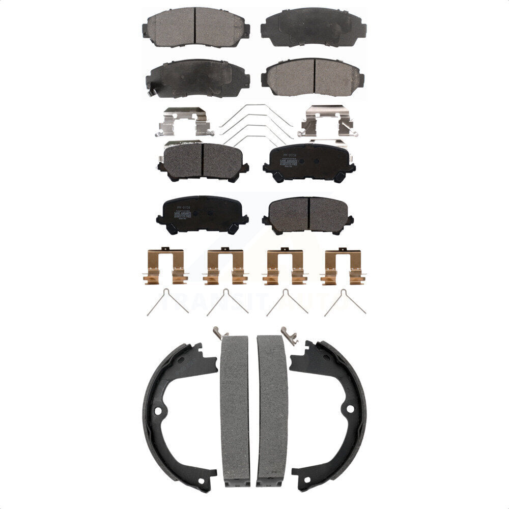 Semi-Metallic Brake Pads & Parking Shoes Front Rear Kit For 19-24 Honda Passport