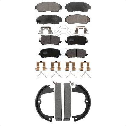 Semi-Metallic Brake Pads & Parking Shoes Front Rear Kit For 19-24 Honda Passport