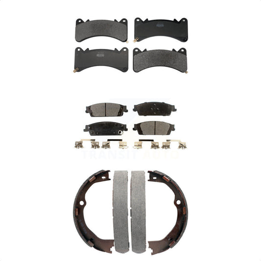 Semi-Metallic Brake Pads Parking Shoe Front Rear Kit For GMC Chevrolet Sierra LD