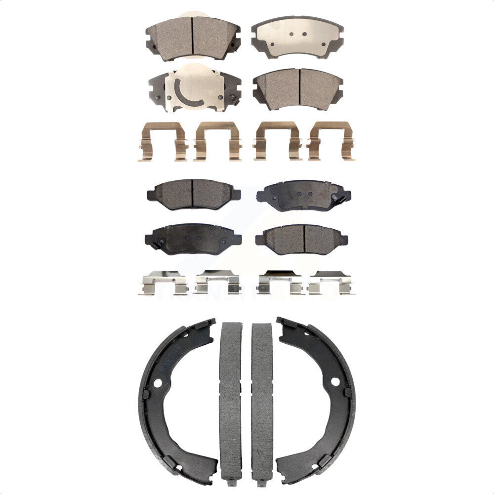 Semi-Metallic Brake Pads Parking Shoes Front Rear Kit For Chevrolet Camaro LT LS