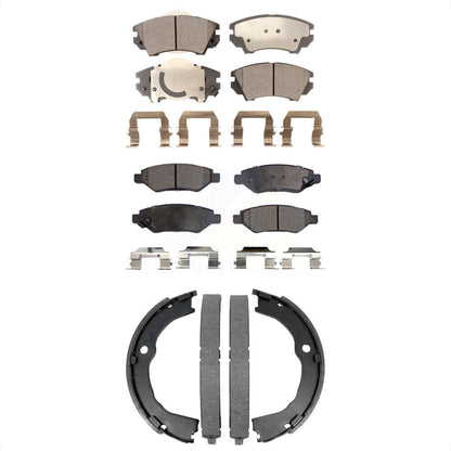 Semi-Metallic Brake Pads Parking Shoes Front Rear Kit For Chevrolet Camaro LT LS