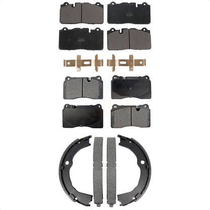 Semi-Metallic Brake Pads & Parking Shoe Front Rear Kit For Chevrolet Camaro Z 28