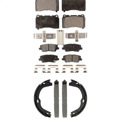 Semi-Metallic Brake Pads And Parking Shoes Front Rear Kit For Cadillac ATS CTS