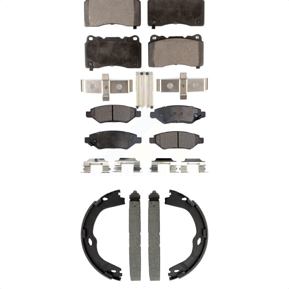 Semi-Metallic Brake Pads And Parking Shoes Front Rear Kit For Cadillac CTS