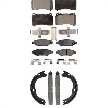 Semi-Metallic Brake Pads And Parking Shoes Front Rear Kit For Cadillac CTS