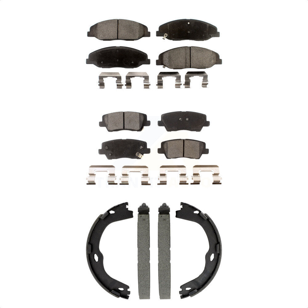 Semi-Metallic Brake Pads And Parking Shoes Front Rear Kit For Cadillac CTS