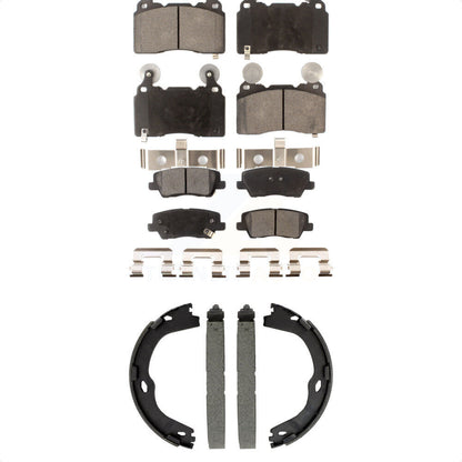 Semi-Metallic Brake Pads And Parking Shoes Front Rear Kit For Cadillac CTS