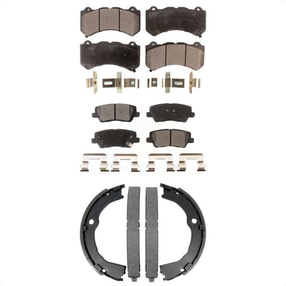 Semi-Metallic Brake Pads And Parking Shoes Front Rear Kit For Cadillac CTS