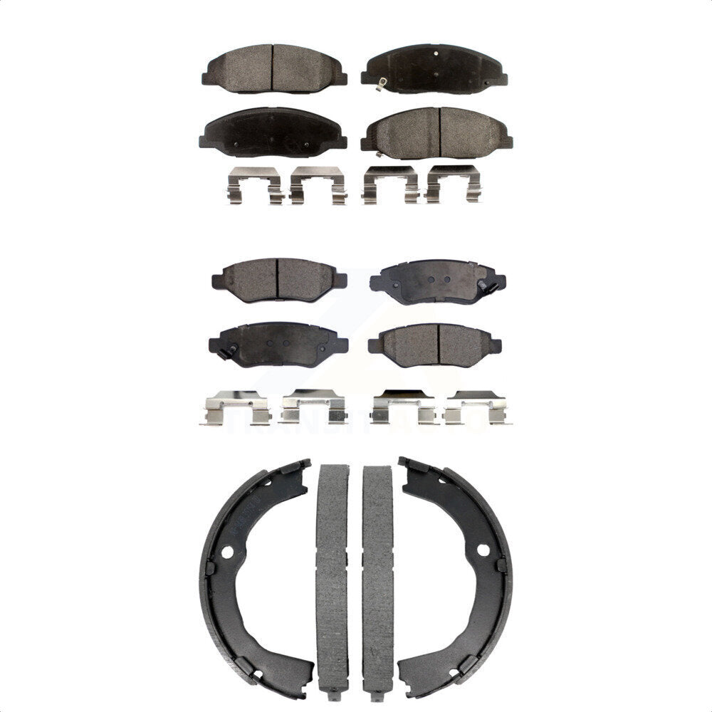 Semi-Metallic Brake Pads And Parking Shoes Front Rear Kit For Cadillac CTS