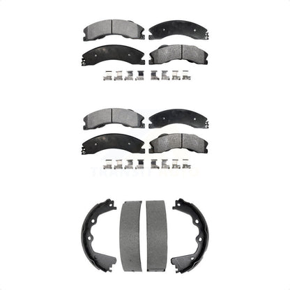 Semi-Metallic Brake Pads Parking Shoe Front Rear Kit For GMC Chevrolet Sierra HD