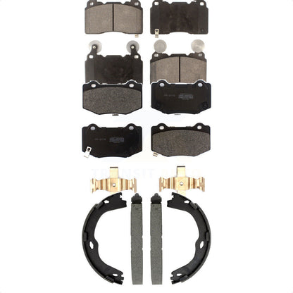 Semi-Metallic Brake Pads And Parking Shoes Front Rear Kit For Chevrolet Corvette