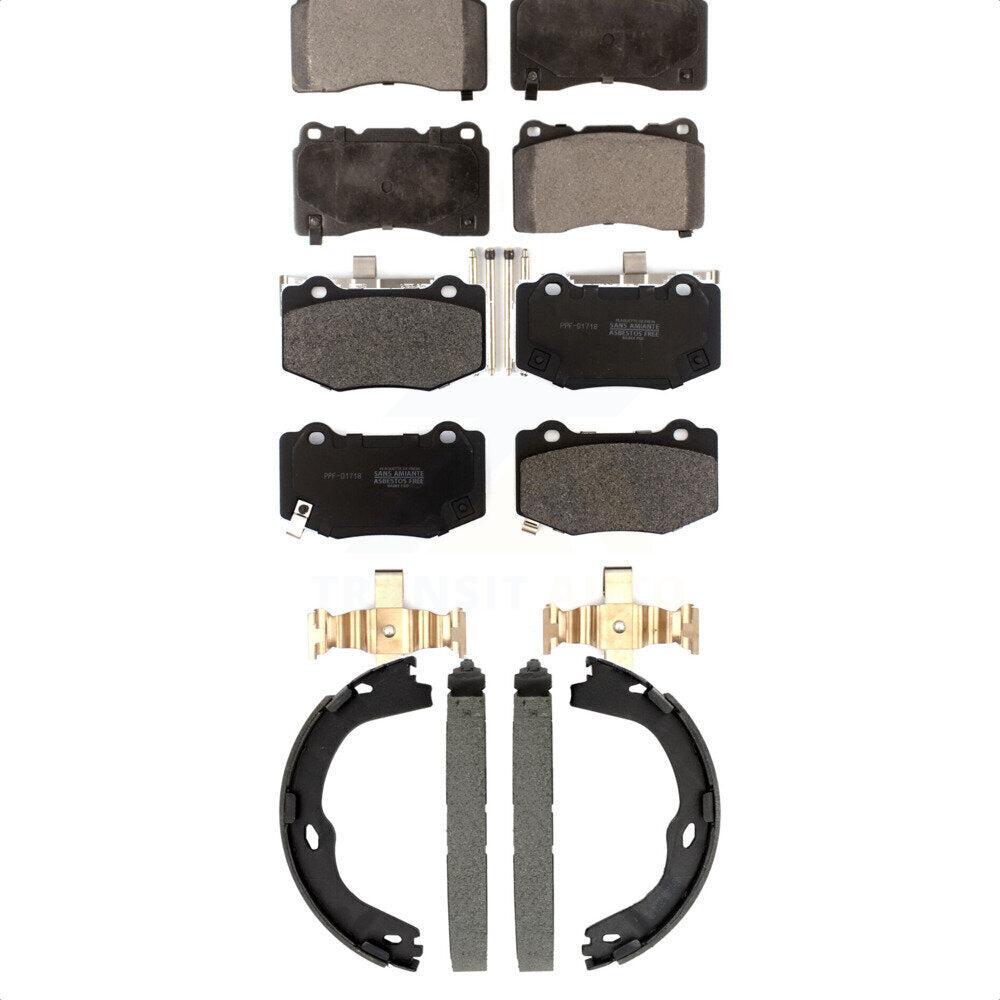 Semi-Metallic Brake Pads And Parking Shoes Front Rear Kit For Chevrolet Corvette
