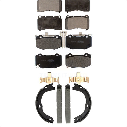 Semi-Metallic Brake Pads And Parking Shoes Front Rear Kit For Chevrolet Corvette