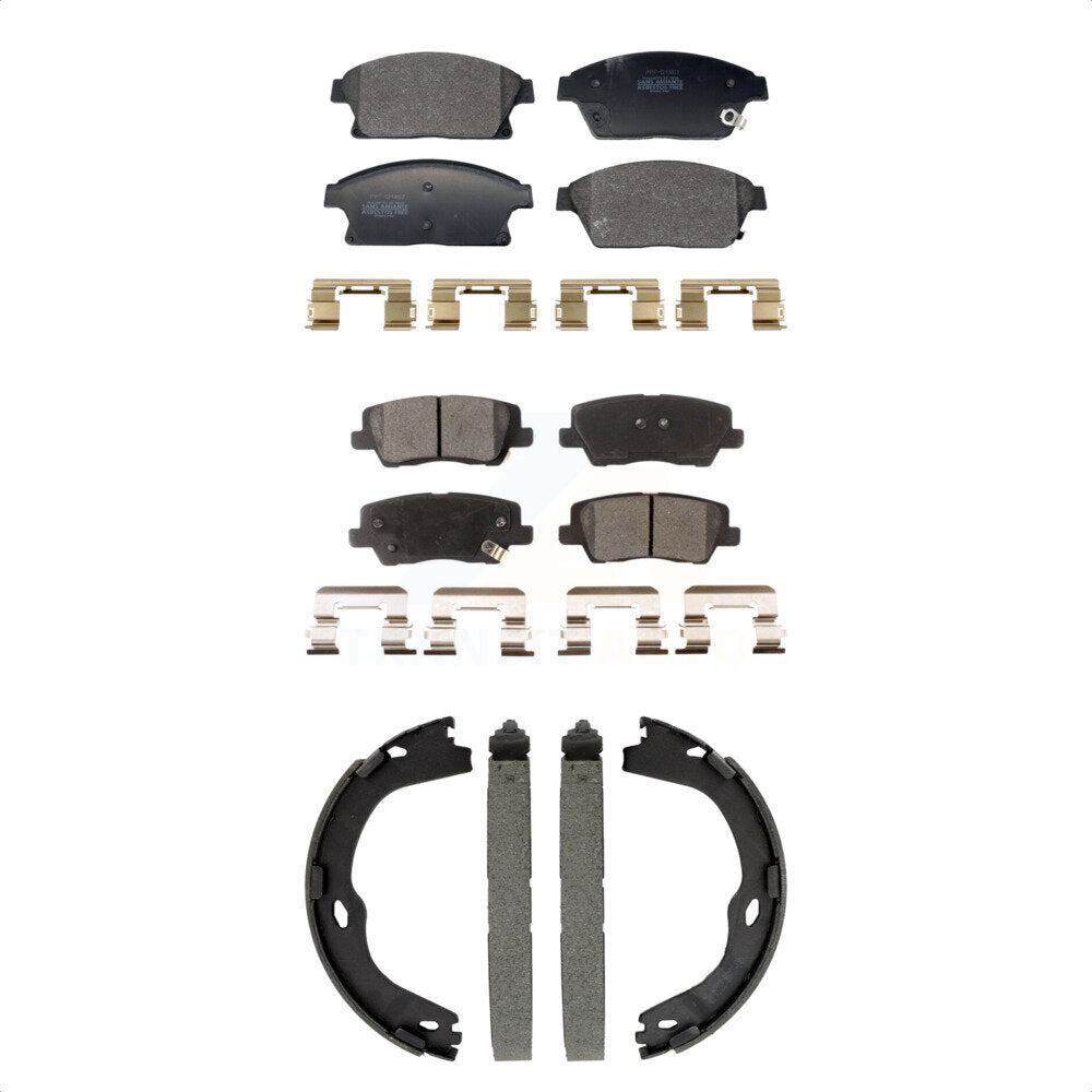 Semi-Metallic Brake Pads And Parking Shoes Front Rear Kit For Cadillac ATS