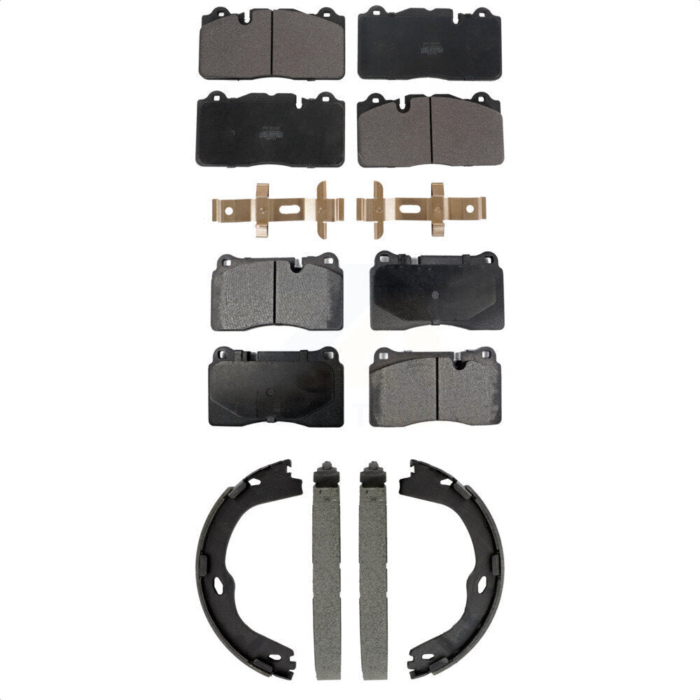 Semi-Metallic Brake Pads And Parking Shoes Front Rear Kit For Chevrolet Corvette