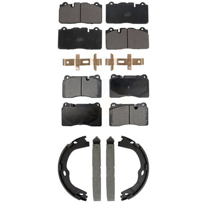 Semi-Metallic Brake Pads And Parking Shoes Front Rear Kit For Chevrolet Corvette