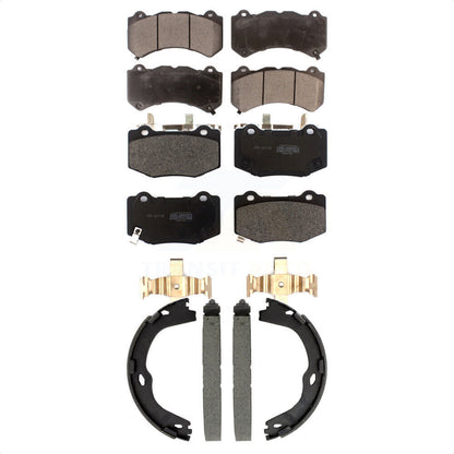 Semi-Metallic Brake Pads Parking Shoes Front Rear Kit For Chevrolet Corvette ATS