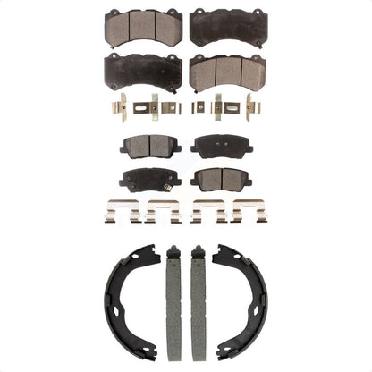 Semi-Metallic Brake Pads And Parking Shoes Front Rear Kit For Cadillac CTS