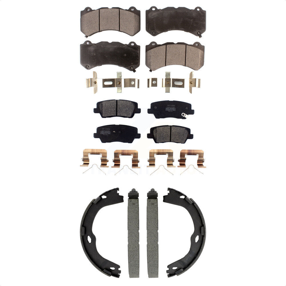 Semi-Metallic Brake Pads And Parking Shoes Front Rear Kit For Cadillac CTS
