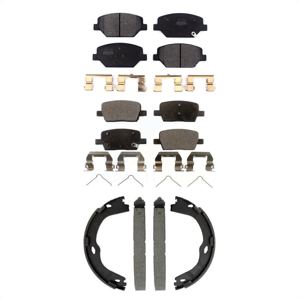 Semi-Metallic Brake Pads And Parking Shoes Front Rear Kit For Chevrolet Camaro