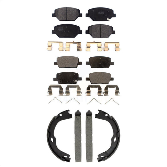 Semi-Metallic Brake Pads And Parking Shoes Front Rear Kit For Chevrolet Camaro