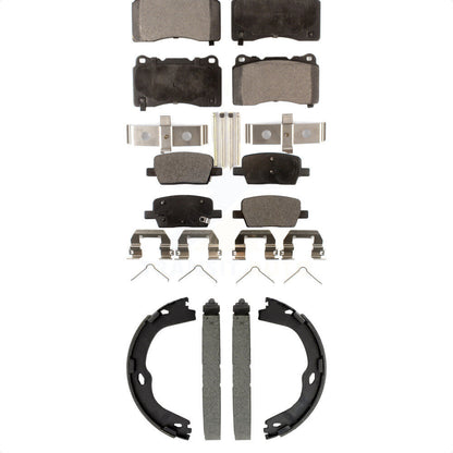 Semi-Metallic Brake Pads And Parking Shoes Front Rear Kit For Chevrolet Camaro