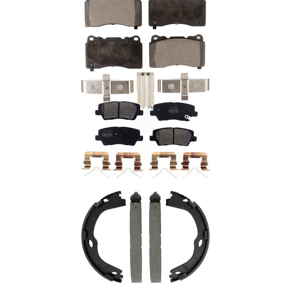 Semi-Metallic Brake Pads And Parking Shoes Front Rear Kit For Cadillac ATS CTS