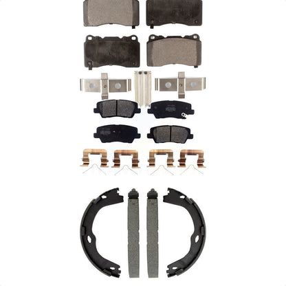 Semi-Metallic Brake Pads And Parking Shoes Front Rear Kit For Cadillac ATS CTS