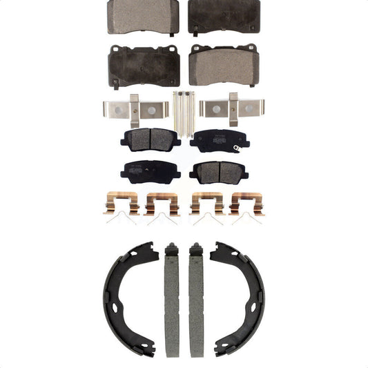 Semi-Metallic Brake Pads And Parking Shoes Front Rear Kit For Cadillac ATS CTS