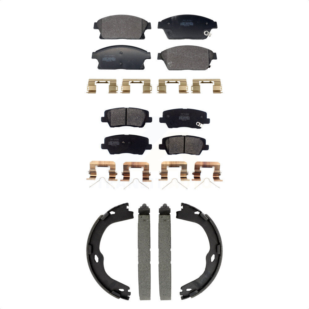Semi-Metallic Brake Pads And Parking Shoes Front Rear Kit For Cadillac ATS