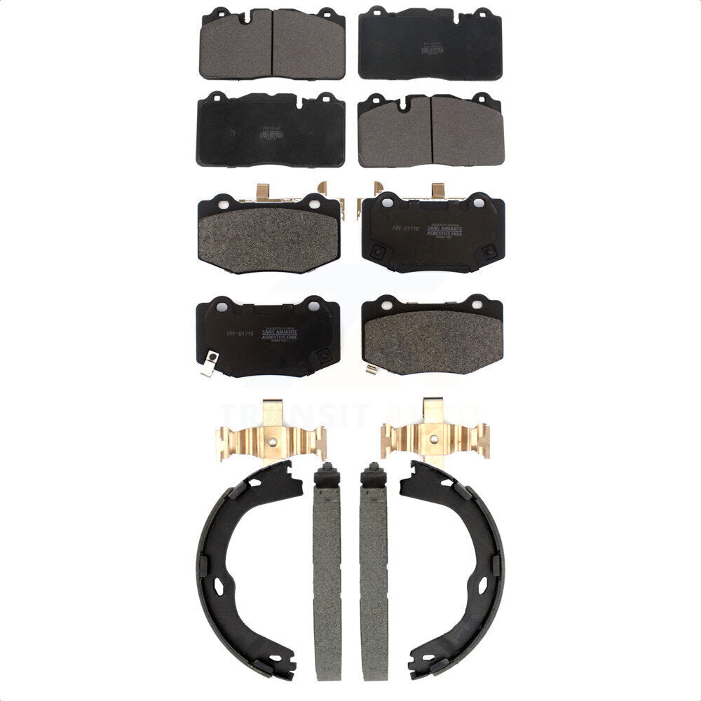 Semi-Metallic Brake Pads And Parking Shoes Front Rear Kit For Chevrolet Corvette